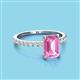 3 - Charlotte Desire 8x6 mm Emerald Cut Pink Sapphire and Round Diamond Hidden Halo Engagement Ring 