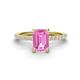 1 - Charlotte Desire 8x6 mm Emerald Cut Pink Sapphire and Round Diamond Hidden Halo Engagement Ring 