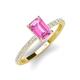4 - Charlotte Desire 8x6 mm Emerald Cut Pink Sapphire and Round Diamond Hidden Halo Engagement Ring 