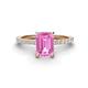 1 - Charlotte Desire 8x6 mm Emerald Cut Pink Sapphire and Round Diamond Hidden Halo Engagement Ring 
