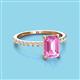 3 - Charlotte Desire 8x6 mm Emerald Cut Pink Sapphire and Round Diamond Hidden Halo Engagement Ring 