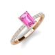 4 - Charlotte Desire 8x6 mm Emerald Cut Pink Sapphire and Round Diamond Hidden Halo Engagement Ring 