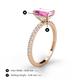 5 - Charlotte Desire 8x6 mm Emerald Cut Pink Sapphire and Round Diamond Hidden Halo Engagement Ring 