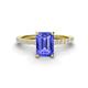 1 - Charlotte Desire 8x6 mm Emerald Cut Tanzanite and Round Diamond Hidden Halo Engagement Ring 