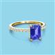 3 - Charlotte Desire 8x6 mm Emerald Cut Tanzanite and Round Diamond Hidden Halo Engagement Ring 