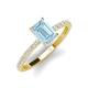 4 - Charlotte Desire 8x6 mm Emerald Cut Aquamarine and Round Diamond Hidden Halo Engagement Ring 