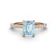 1 - Charlotte Desire 8x6 mm Emerald Cut Aquamarine and Round Diamond Hidden Halo Engagement Ring 