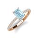 4 - Charlotte Desire 8x6 mm Emerald Cut Aquamarine and Round Diamond Hidden Halo Engagement Ring 
