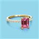 3 - Charlotte Desire 8x6 mm Emerald Cut Pink Tourmaline and Round Diamond Hidden Halo Engagement Ring 