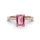 1 - Charlotte Desire 8x6 mm Emerald Cut Pink Tourmaline and Round Diamond Hidden Halo Engagement Ring 