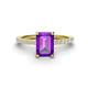 1 - Charlotte Desire 8x6 mm Emerald Cut Amethyst and Round Diamond Hidden Halo Engagement Ring 
