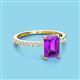 3 - Charlotte Desire 8x6 mm Emerald Cut Amethyst and Round Diamond Hidden Halo Engagement Ring 