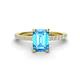 1 - Charlotte Desire 8x6 mm Emerald Cut Blue Topaz and Round Diamond Hidden Halo Engagement Ring 