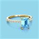 3 - Charlotte Desire 8x6 mm Emerald Cut Blue Topaz and Round Diamond Hidden Halo Engagement Ring 