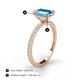 5 - Charlotte Desire 8x6 mm Emerald Cut Blue Topaz and Round Diamond Hidden Halo Engagement Ring 