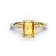 1 - Charlotte Desire 8x6 mm Emerald Cut Citrine and Round Diamond Hidden Halo Engagement Ring 