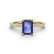 1 - Charlotte Desire 8x6 mm Emerald Cut Iolite and Round Diamond Hidden Halo Engagement Ring 