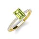 4 - Charlotte Desire 8x6 mm Emerald Cut Peridot and Round Diamond Hidden Halo Engagement Ring 
