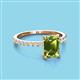3 - Charlotte Desire 8x6 mm Emerald Cut Peridot and Round Diamond Hidden Halo Engagement Ring 