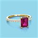 3 - Charlotte Desire 8x6 mm Emerald Cut Rhodolite Garnet and Round Diamond Hidden Halo Engagement Ring 