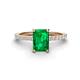 1 - Charlotte Desire 8x6 mm Emerald Cut Emerald and Round Diamond Hidden Halo Engagement Ring 