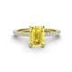 1 - Charlotte Desire 8x6 mm Emerald Cut Yellow Sapphire and Round Diamond Hidden Halo Engagement Ring 