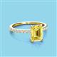 3 - Charlotte Desire 8x6 mm Emerald Cut Yellow Sapphire and Round Diamond Hidden Halo Engagement Ring 