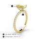 5 - Charlotte Desire 8x6 mm Emerald Cut Yellow Sapphire and Round Diamond Hidden Halo Engagement Ring 