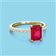 3 - Charlotte Desire 8x6 mm Emerald Cut Ruby and Round Diamond Hidden Halo Engagement Ring 