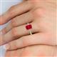 6 - Charlotte Desire 8x6 mm Emerald Cut Ruby and Round Diamond Hidden Halo Engagement Ring 