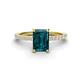 1 - Charlotte Desire 8x6 mm Emerald Cut London Blue Topaz and Round Diamond Hidden Halo Engagement Ring 