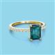 3 - Charlotte Desire 8x6 mm Emerald Cut London Blue Topaz and Round Diamond Hidden Halo Engagement Ring 