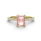 1 - Charlotte Desire 8x6 mm Emerald Cut Morganite and Round Diamond Hidden Halo Engagement Ring 