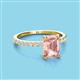 3 - Charlotte Desire 8x6 mm Emerald Cut Morganite and Round Diamond Hidden Halo Engagement Ring 