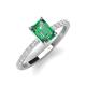 4 - Charlotte Desire 8x6 mm Emerald Cut Lab Created Alexandrite and Round Diamond Hidden Halo Engagement Ring 