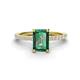 1 - Charlotte Desire 8x6 mm Emerald Cut Lab Created Alexandrite and Round Diamond Hidden Halo Engagement Ring 