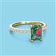 3 - Charlotte Desire 8x6 mm Emerald Cut Lab Created Alexandrite and Round Diamond Hidden Halo Engagement Ring 