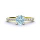 1 - Lillian Desire 6.50 mm Round Aquamarine and Diamond Engagement Ring 