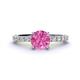 1 - Lillian Desire 6.00 mm Round Lab Created Pink Sapphire and Diamond Engagement Ring 