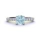 1 - Lillian Desire 6.50 mm Round Aquamarine and Diamond Engagement Ring 