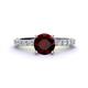 1 - Lillian Desire 6.50 mm Round Red Garnet and Diamond Engagement Ring 