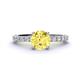 1 - Lillian Desire 6.00 mm Round Lab Created Yellow Sapphire and Diamond Engagement Ring 