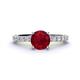 1 - Lillian Desire 6.00 mm Round Ruby and Diamond Engagement Ring 