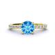 1 - Lillian Desire 6.50 mm Round Blue Topaz and Diamond Engagement Ring 