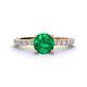 1 - Lillian Desire 6.00 mm Round Emerald and Diamond Engagement Ring 