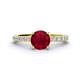 1 - Lillian Desire 6.00 mm Round Ruby and Diamond Engagement Ring 