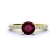 1 - Lillian Desire 6.50 mm Round Rhodolite Garnet and Diamond Engagement Ring 