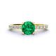 1 - Lillian Desire 6.00 mm Round Emerald and Diamond Engagement Ring 