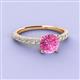 2 - Lillian Desire 6.00 mm Round Lab Created Pink Sapphire and Diamond Engagement Ring 