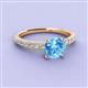2 - Lillian Desire 6.50 mm Round Blue Topaz and Diamond Engagement Ring 